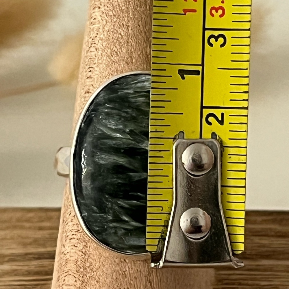 925 Solid Sterling Silver Seraphinite Gemstone Ri… - image 6